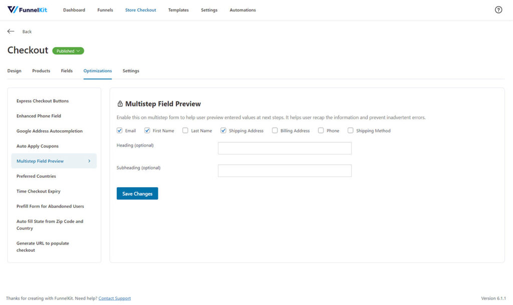 Multi-step field preview - customize woocommerce checkout page