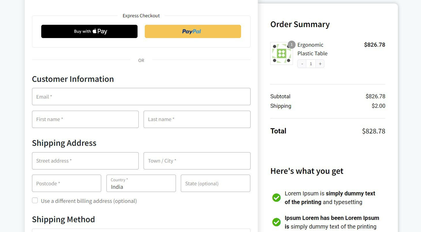 Express checkout payment buttons