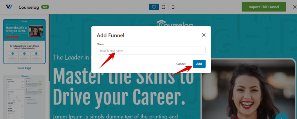 add name and click on Add to name sales funnel