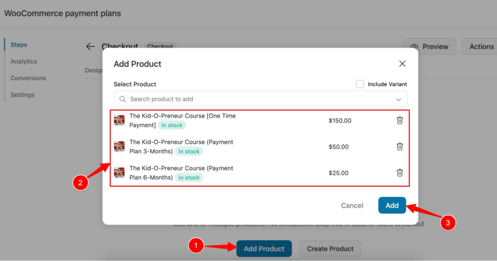 add products to checkout woocommerce payment plans