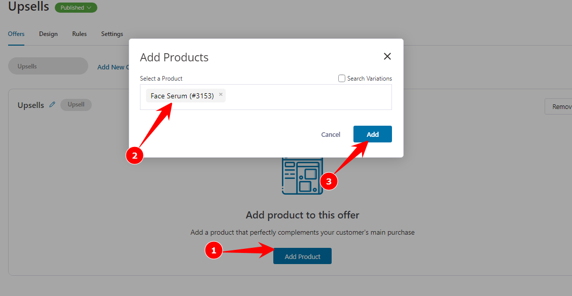 add products to upsell