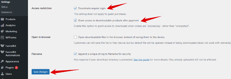 enable download after payment
