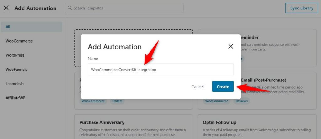 Name your automation - WooCommerce ConvertKit integration