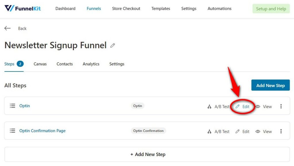 Click on Edit to start customizing your opt-in page