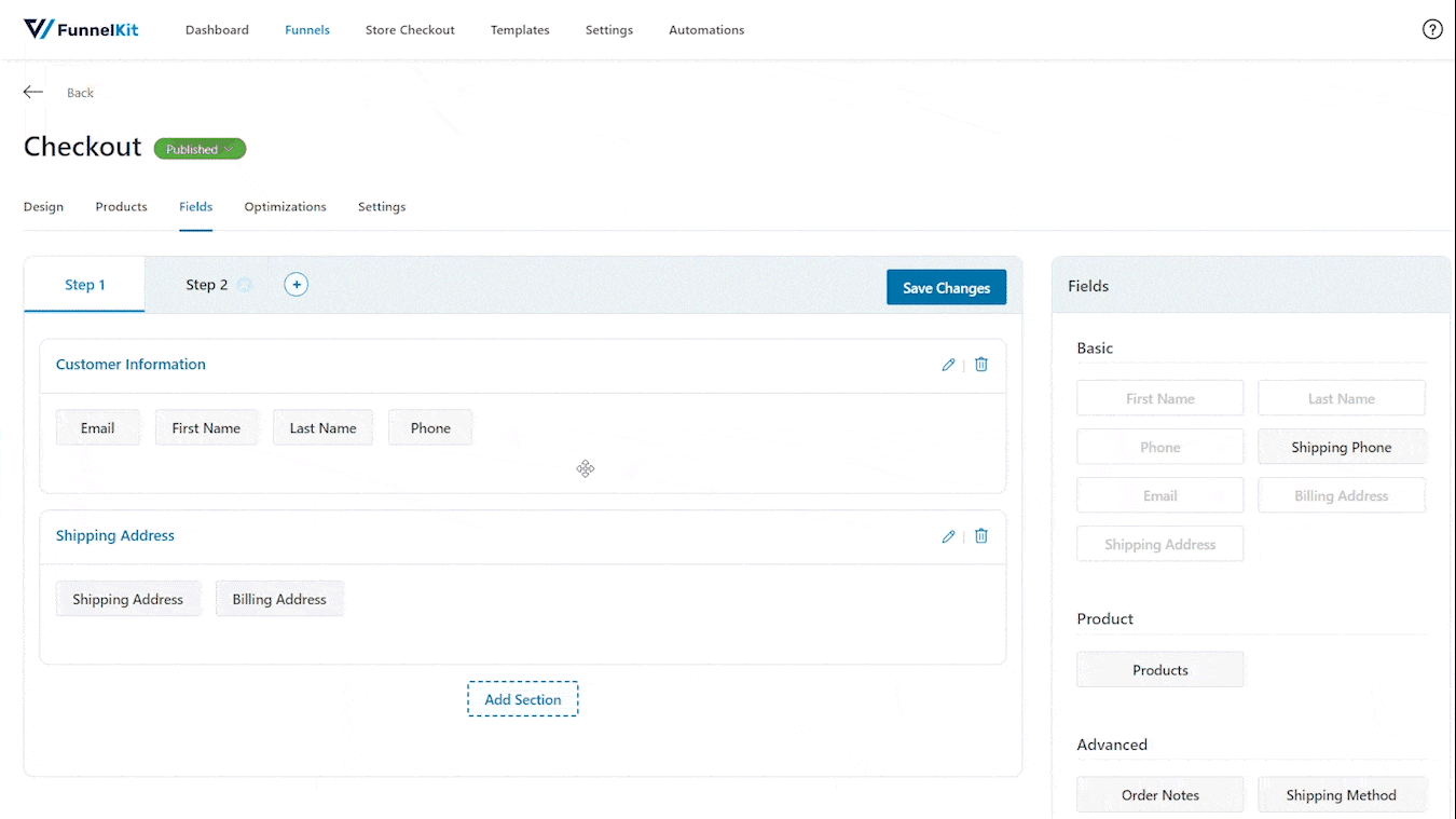 WooCommerce checkout field editor - adding a new section