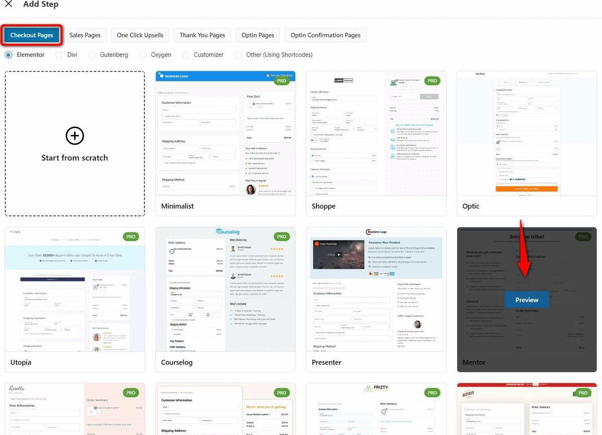 Import your checkout page in your challenge funnel