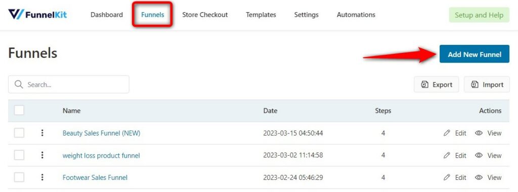 Click on Add New Funnel