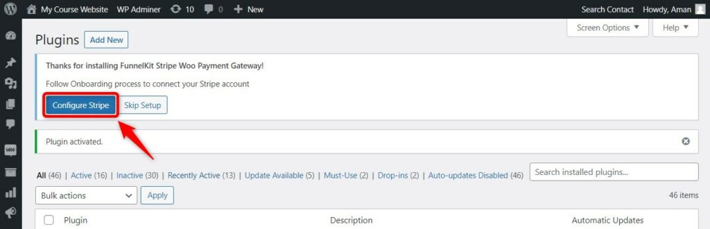 configuring stripe