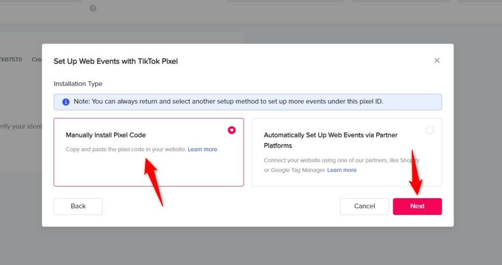 Choose the type of WooCommerce tiktok pixel installation you want