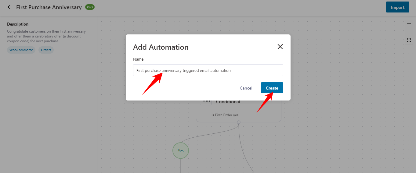 provide a name and click on Create