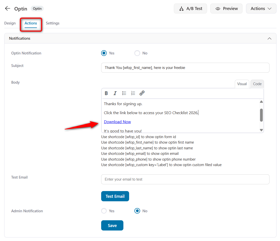 Send lead notification emails to your subscribers