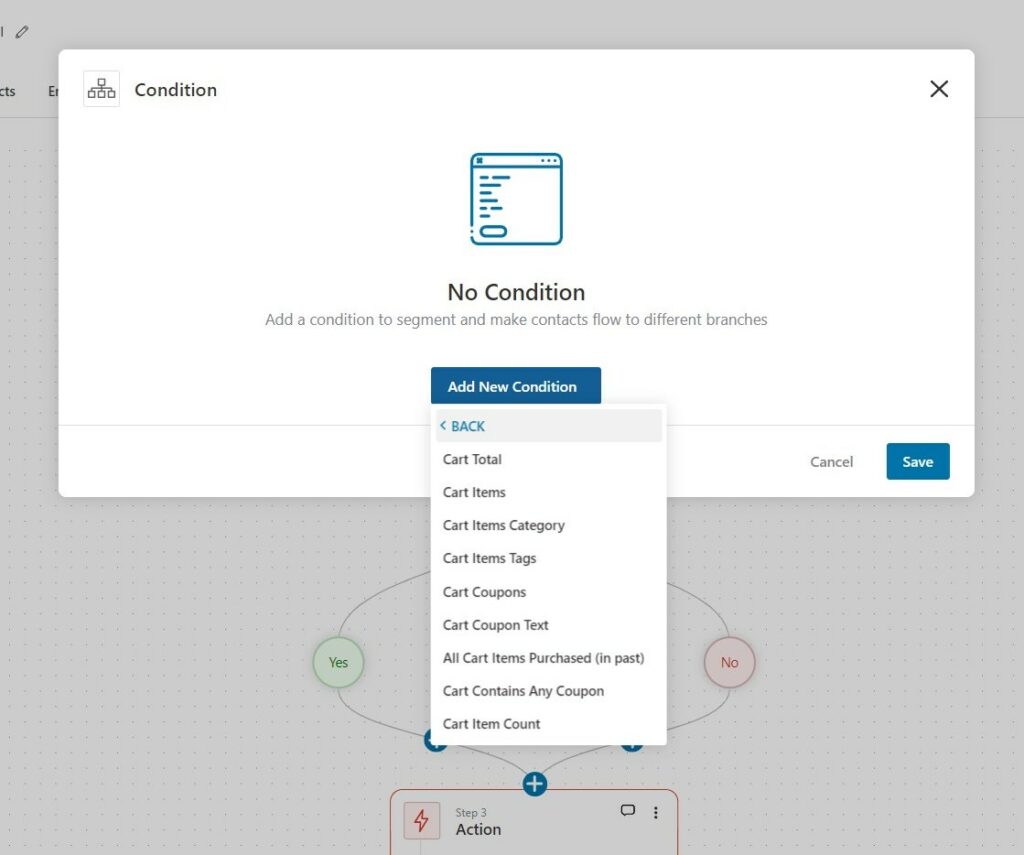 Cart-related conditions in FunnelKit Automations