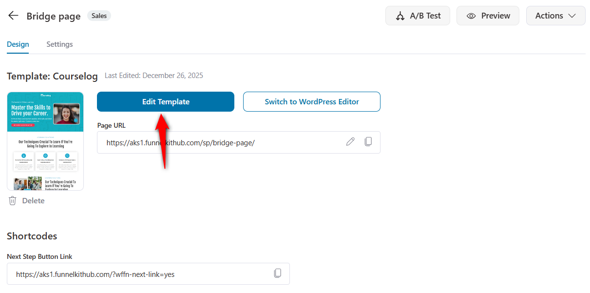 Customize the bridge page design