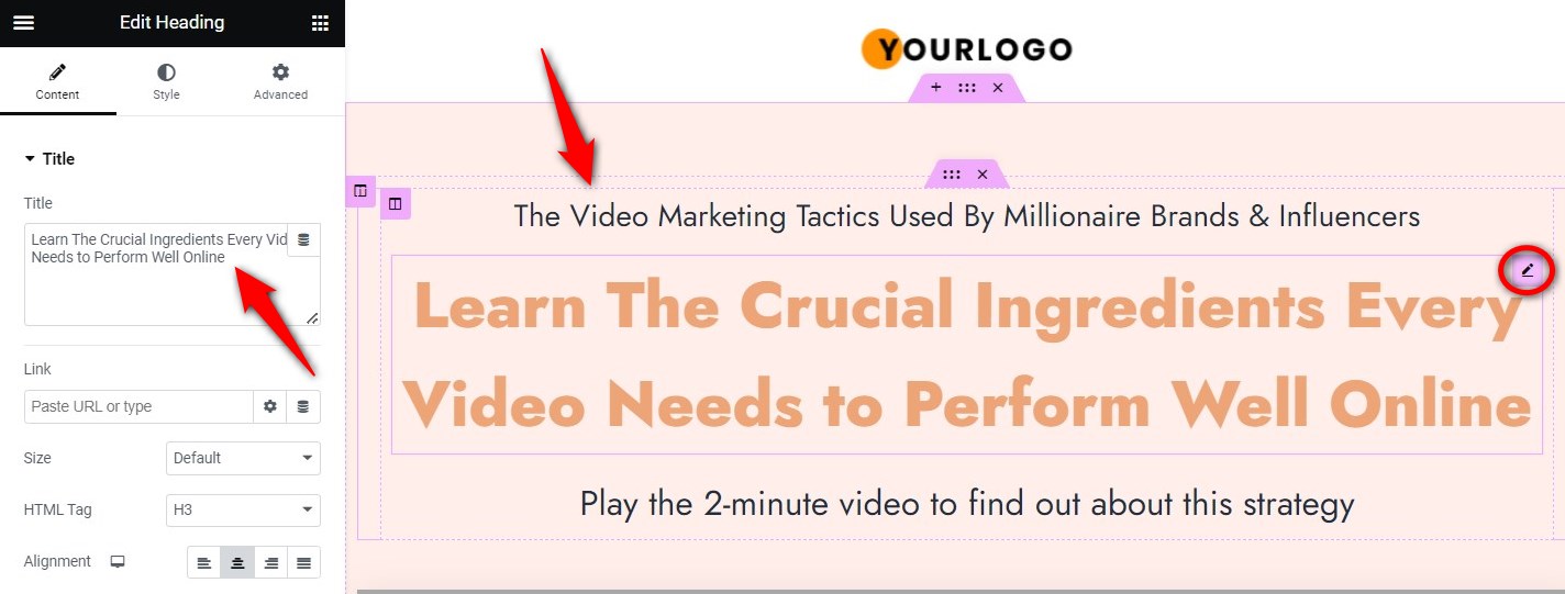 Edit the headline of your webinar registration page
