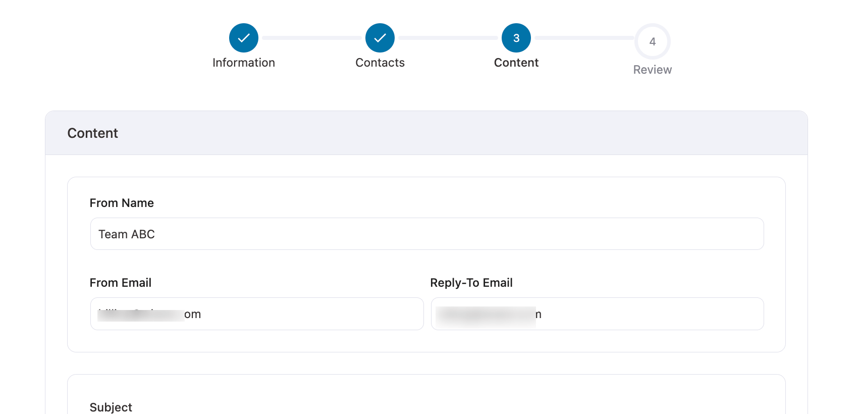 set up from name and from email