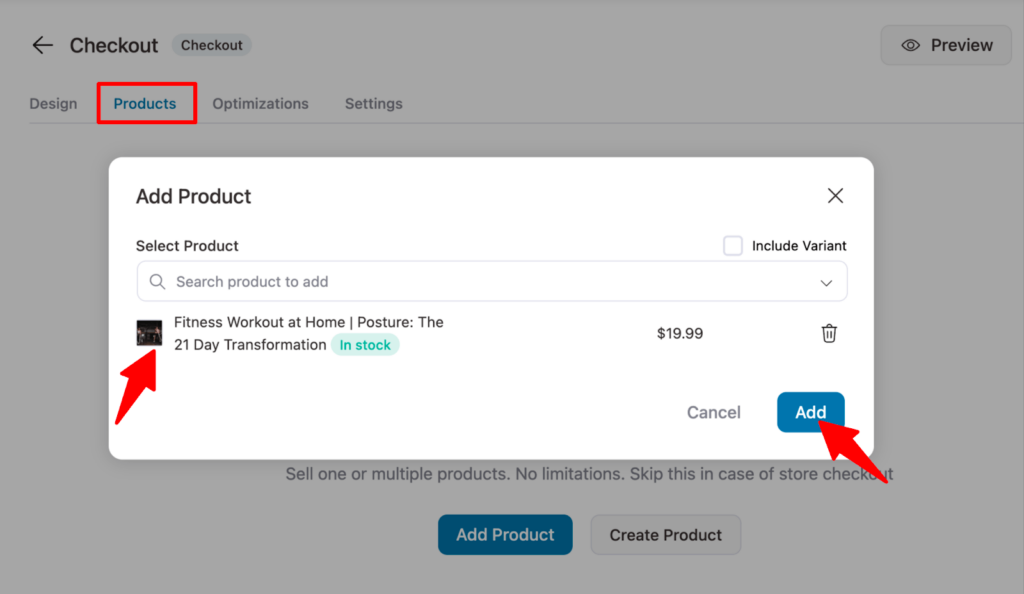 add checkout product fitness course