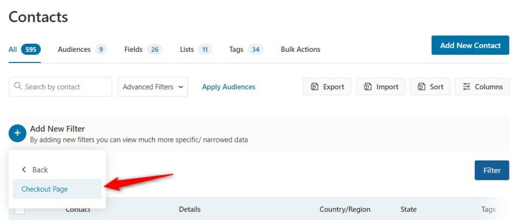 Advanced filter - FunnelKit Checkout