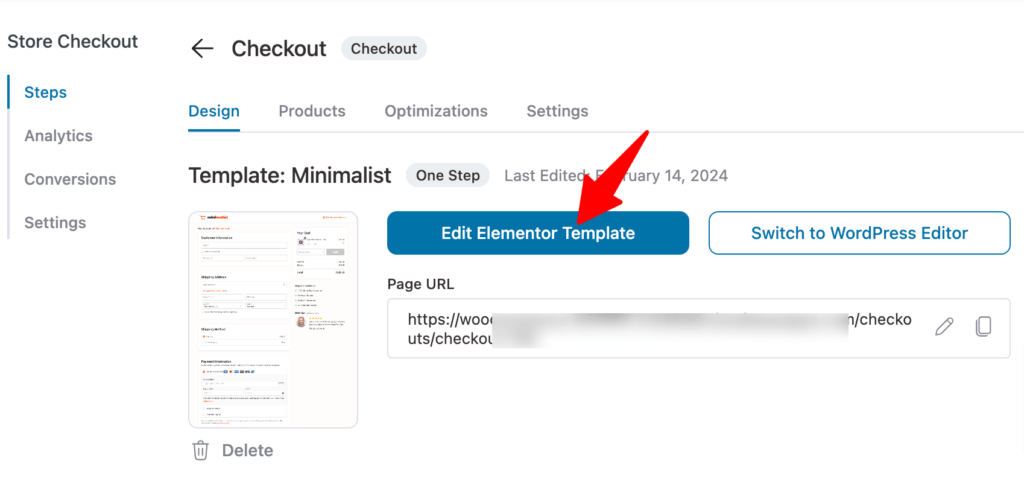 customize minimalist single step template with elementor