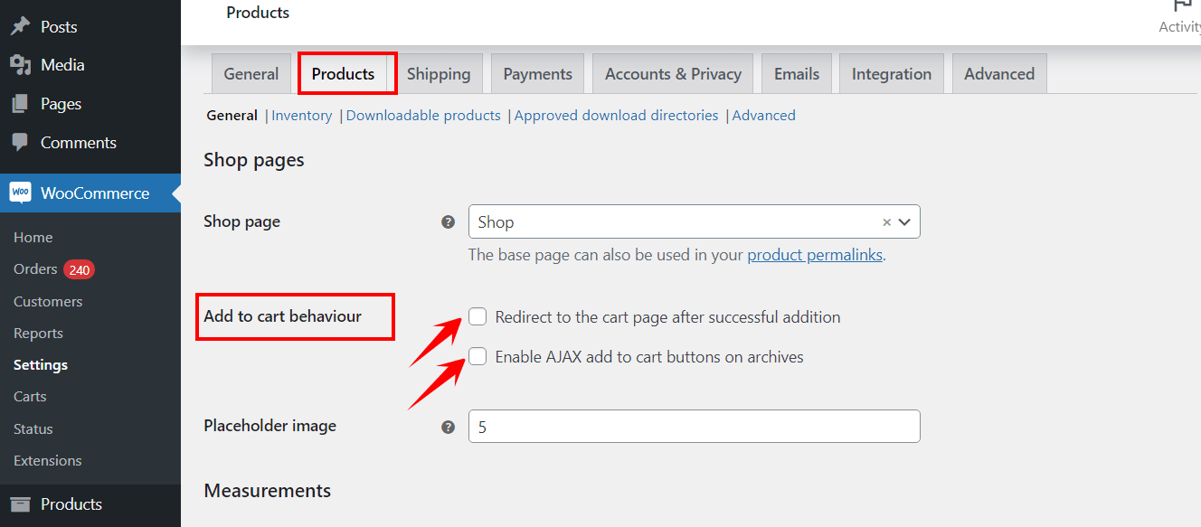 disable ajax too skip cart page on WooCommerce