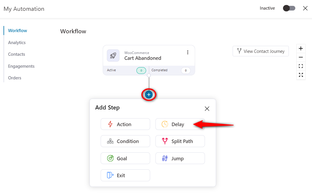 Add the delay step node