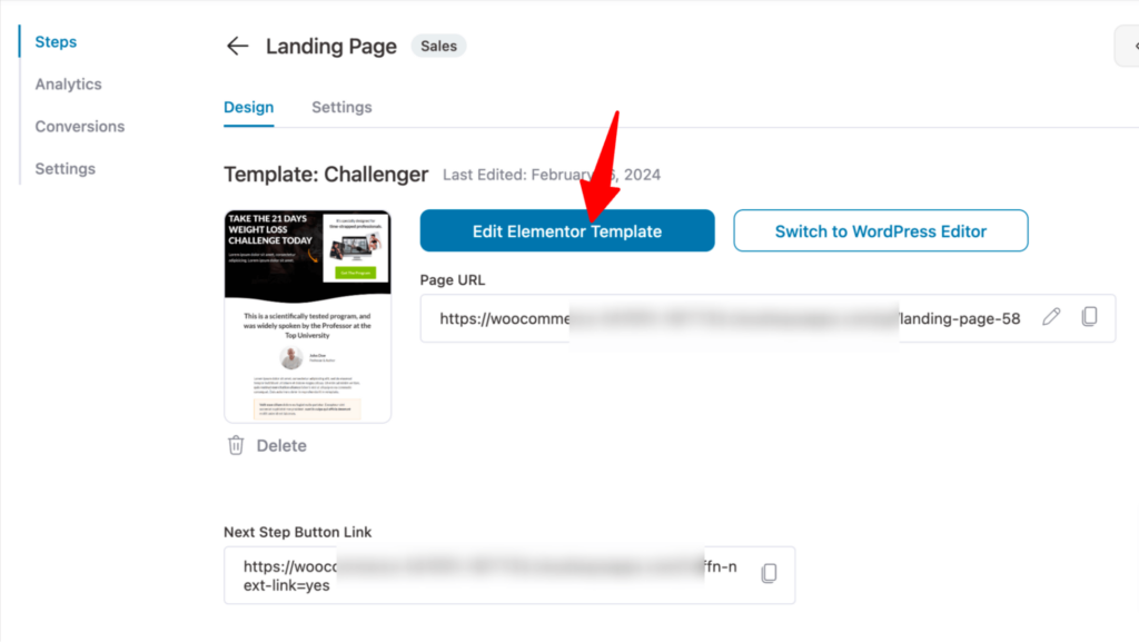 edit challenger landing page with elementor
