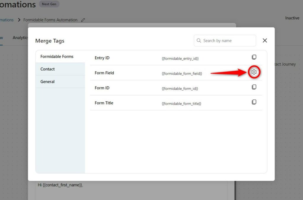 Configure the Form Field merge tag