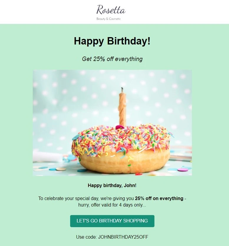 Design your automated birthday emails with FunnelKit Automations' visual email builder