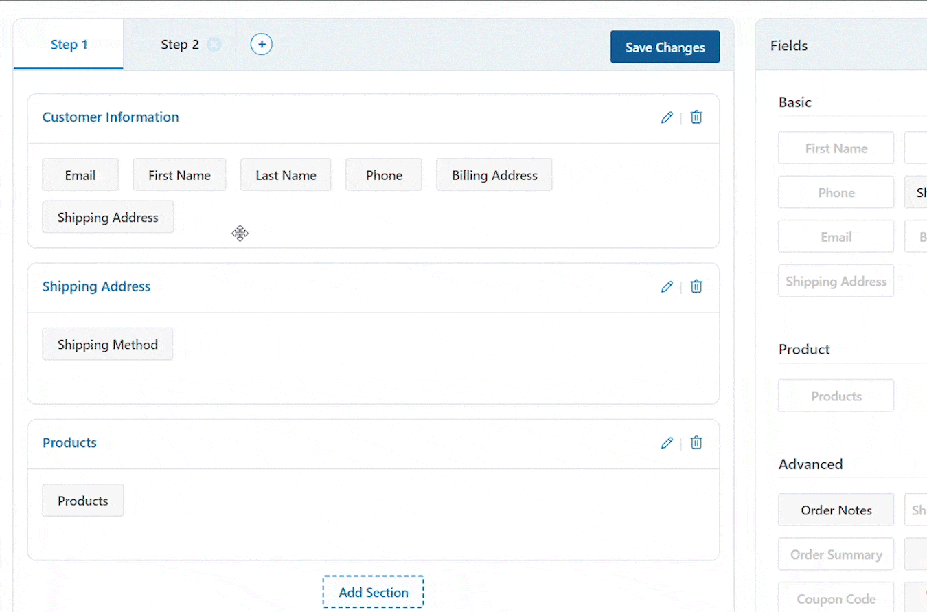 Rearrange the fields on your global checkout form page