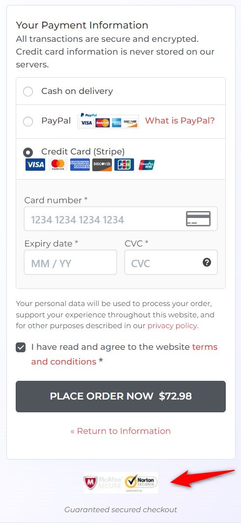 WooCommerce mobile checkout - secure trust seals