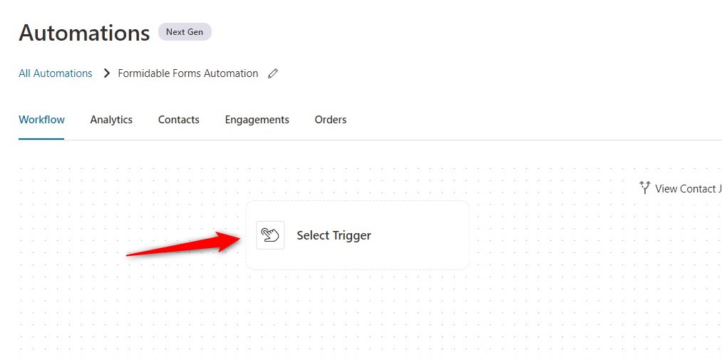 Select the trigger to set up event for your automation