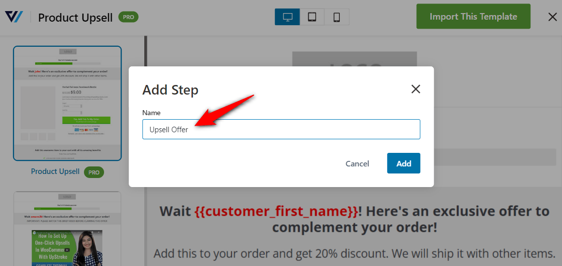 Upsell offer on a global checkout page