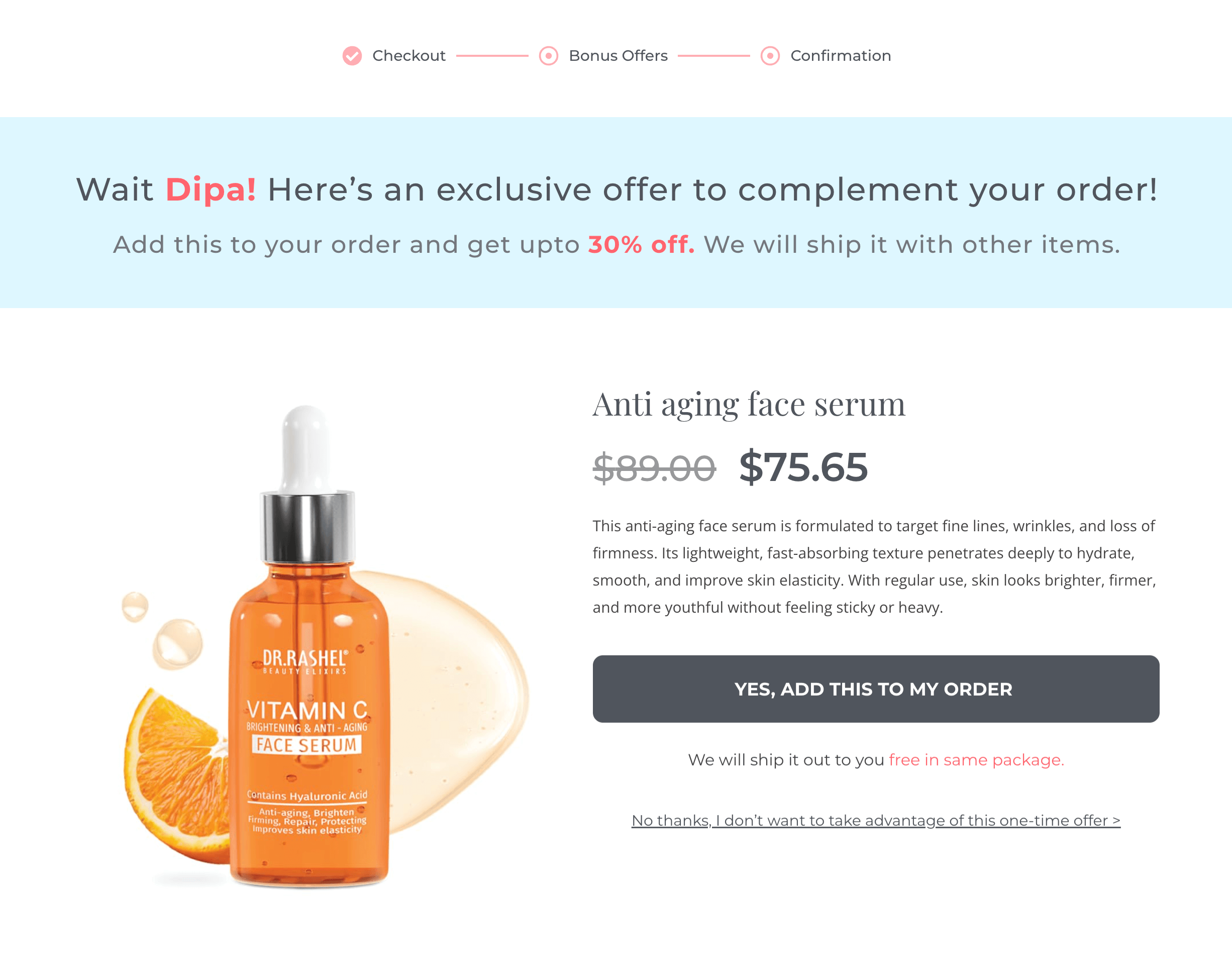 Anti aging one click upsell