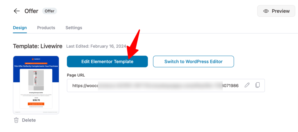Edit WooCommerce upsells with Edit Elementor Template option