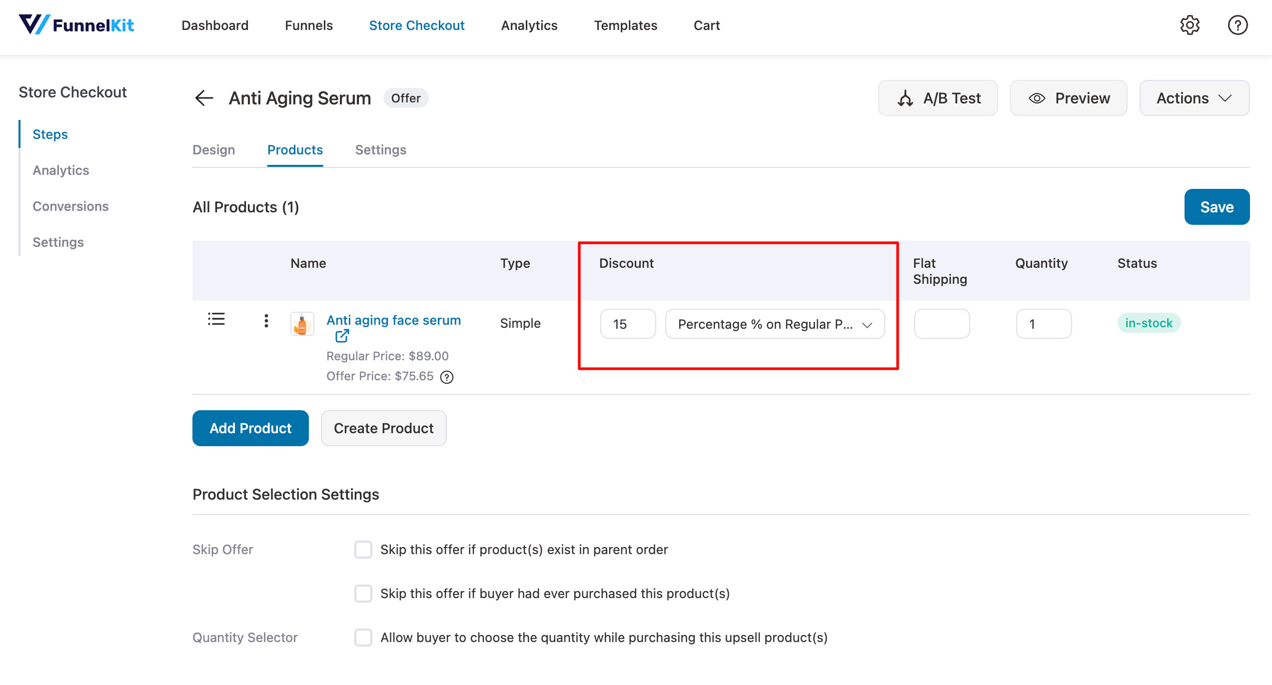 add discount to one click upsell