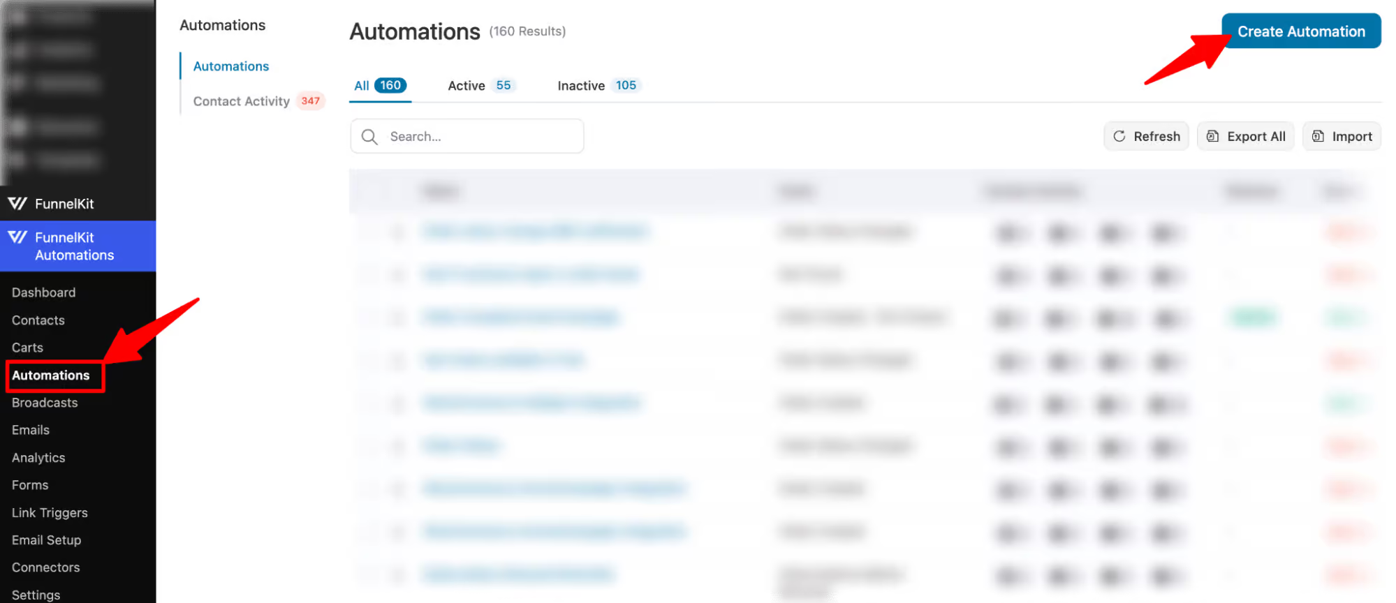 Add a new automation to create drip email campaign