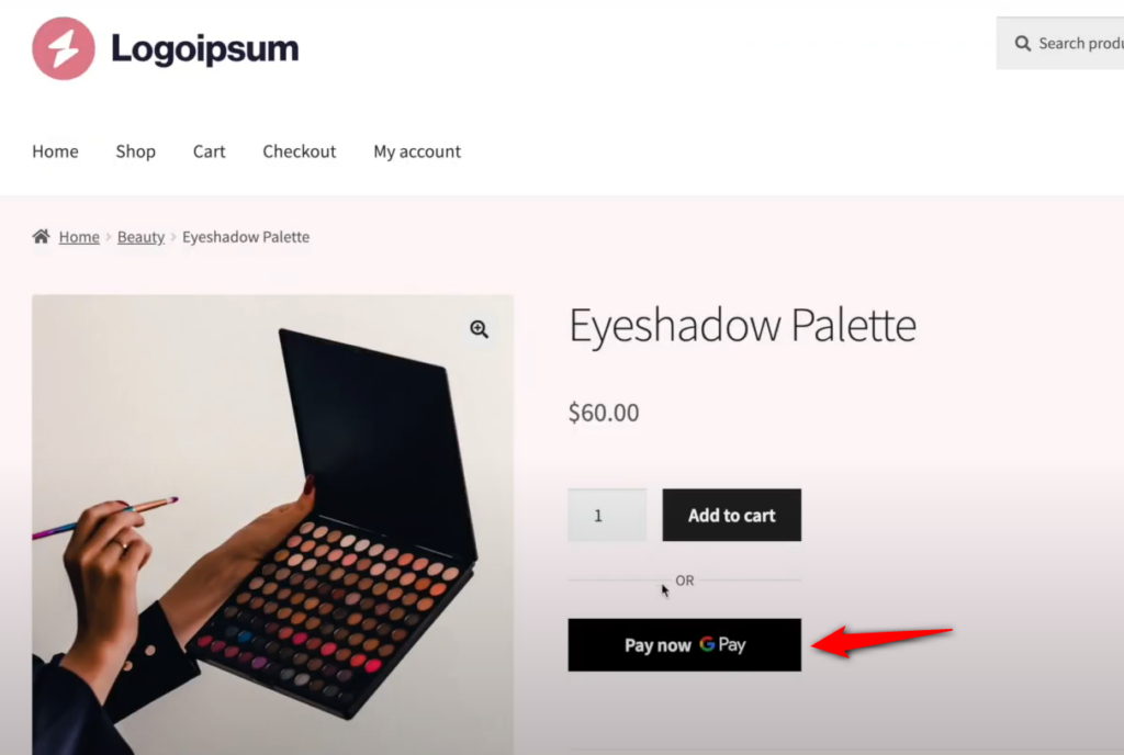 Google Pay on the product page