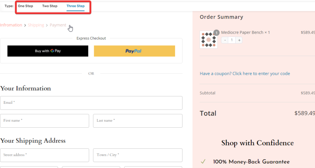 multi step checkout template by funnelkit