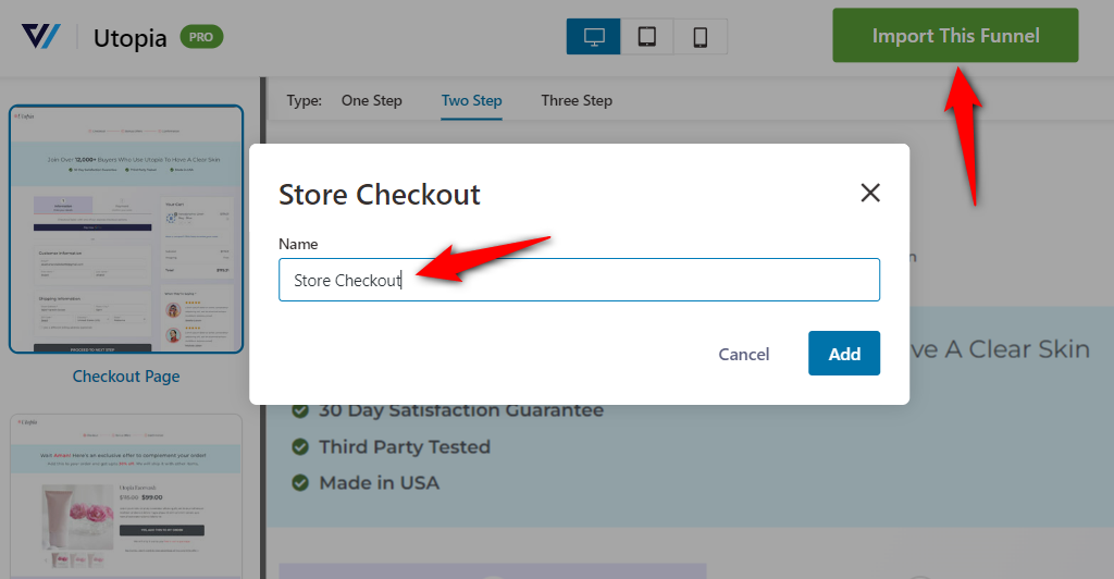naming the new store checkout template