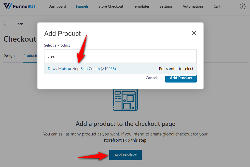 Add products to your checkout page