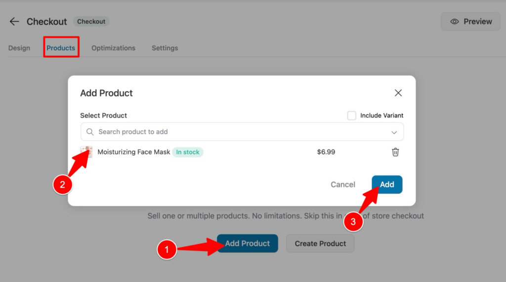 add main product to checkout elementor sales funnel