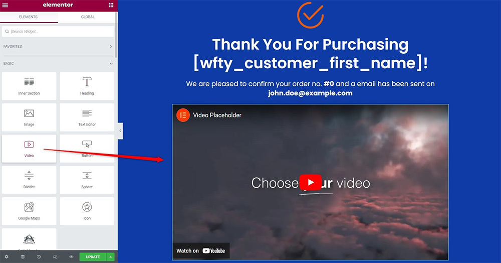Add video to the custom thank you page