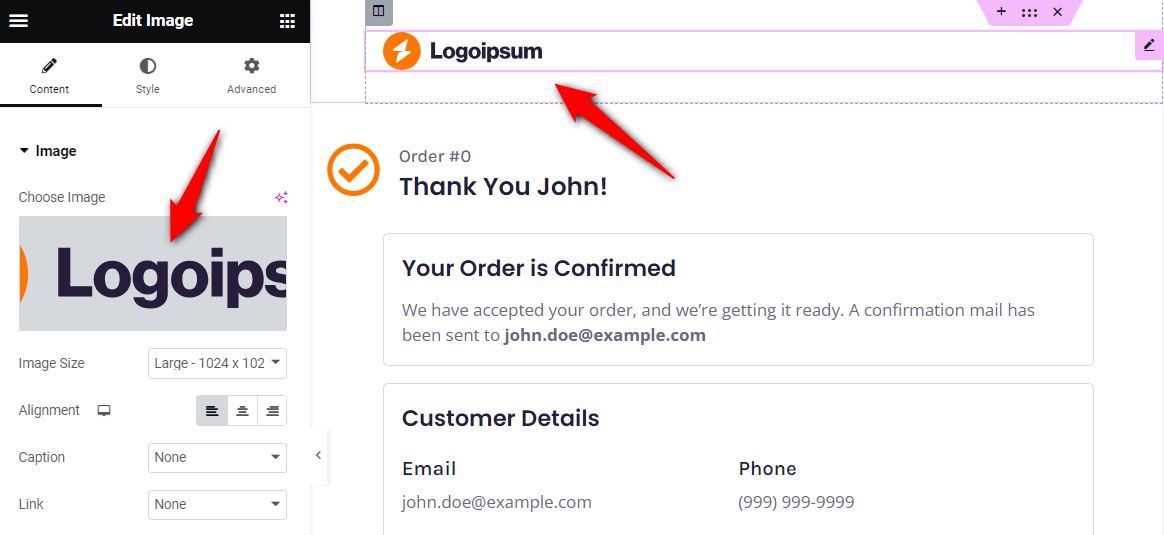 Change the business logo on your WooCommerce thank you page