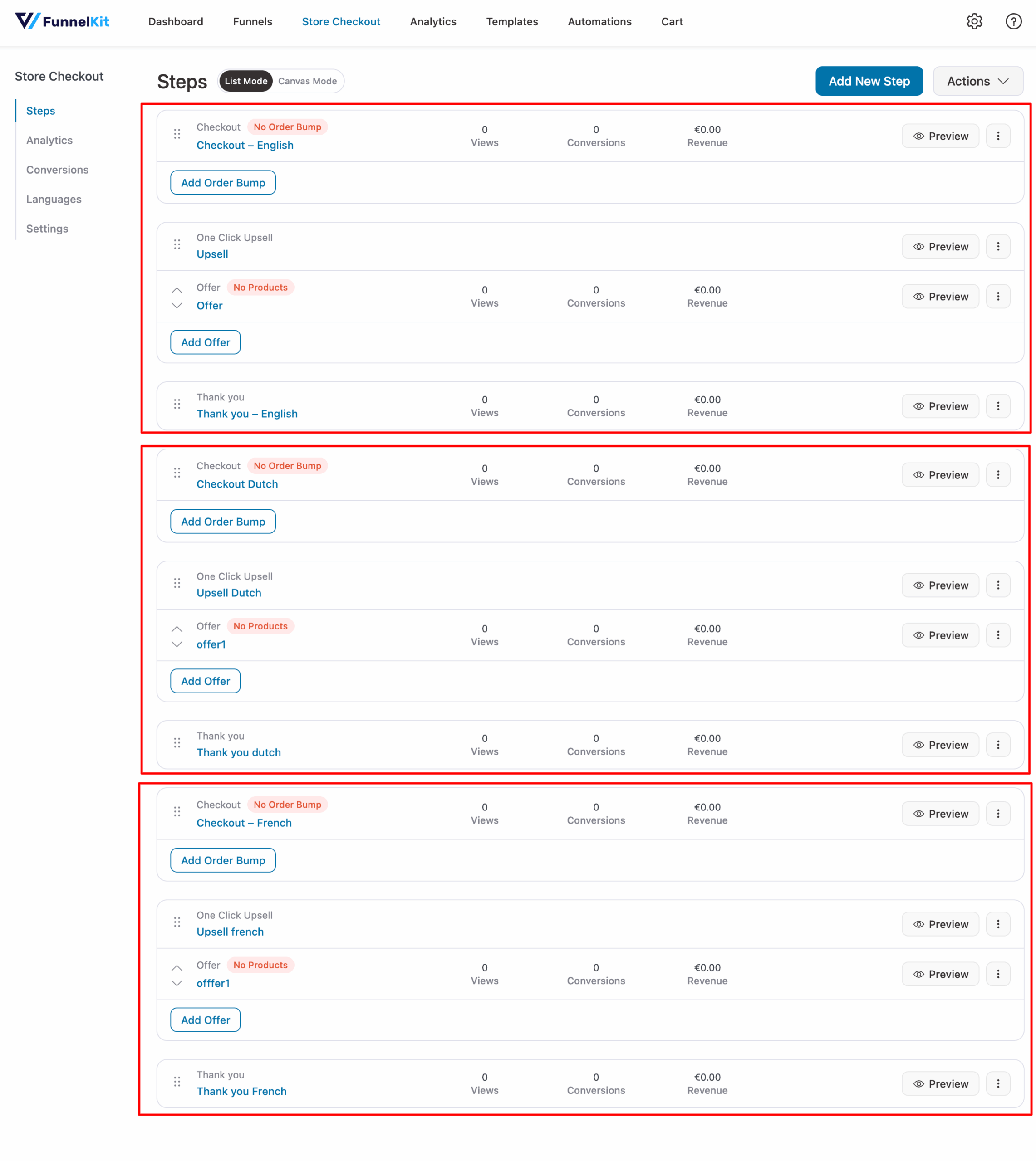 Create multiple pages for different languages 