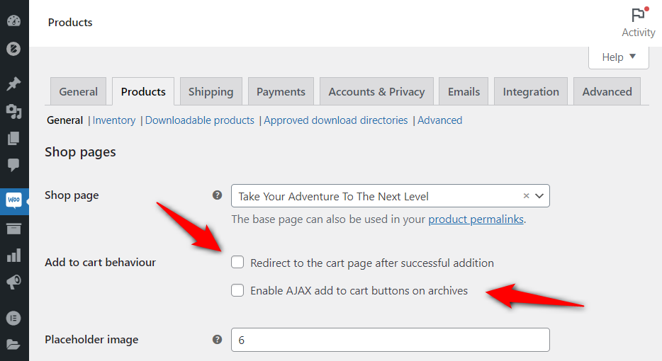 Disable add to cart behaviour under WooCommerce product settings