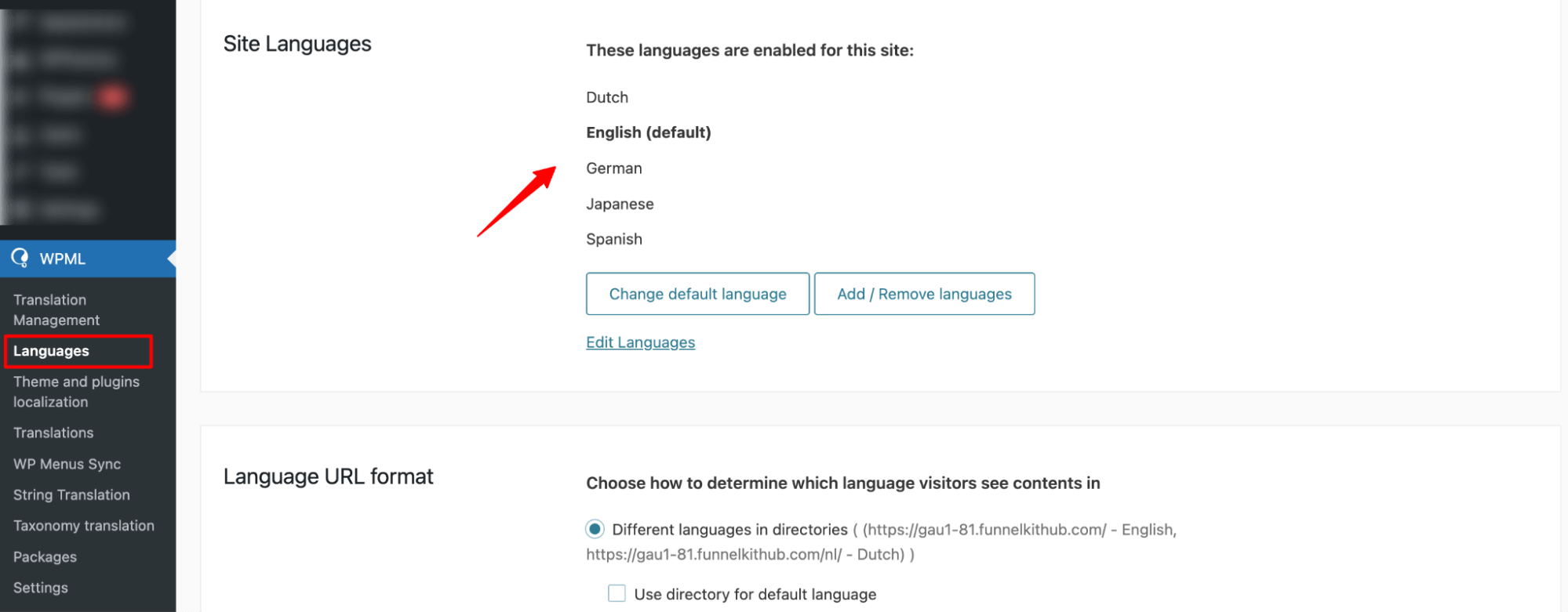 set all the languages for your site.