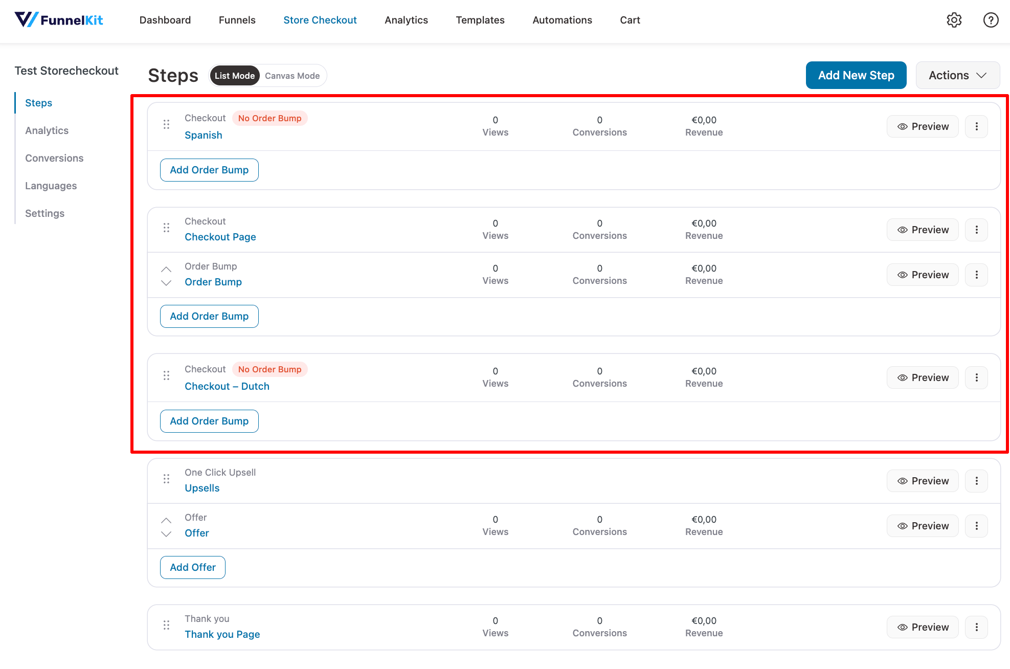 Create multiple pages for different languages