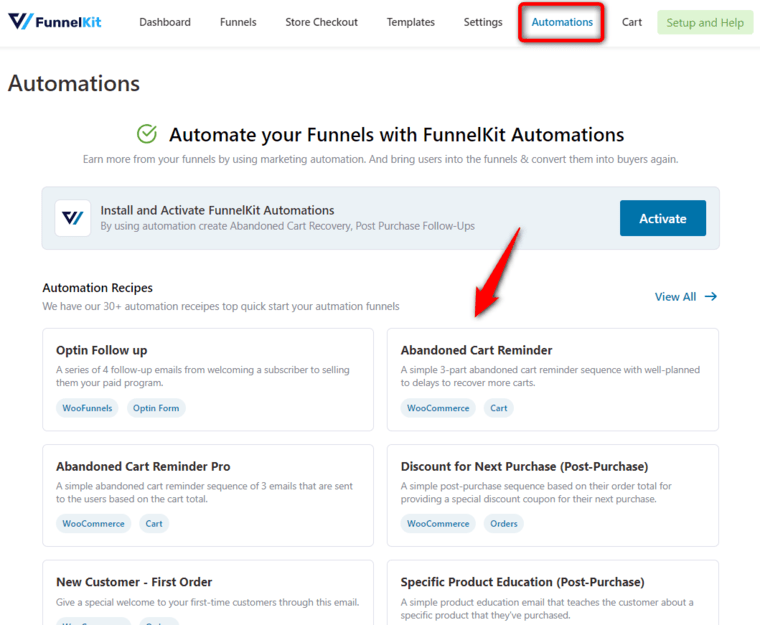 install and activate FunnelKit Automations for free