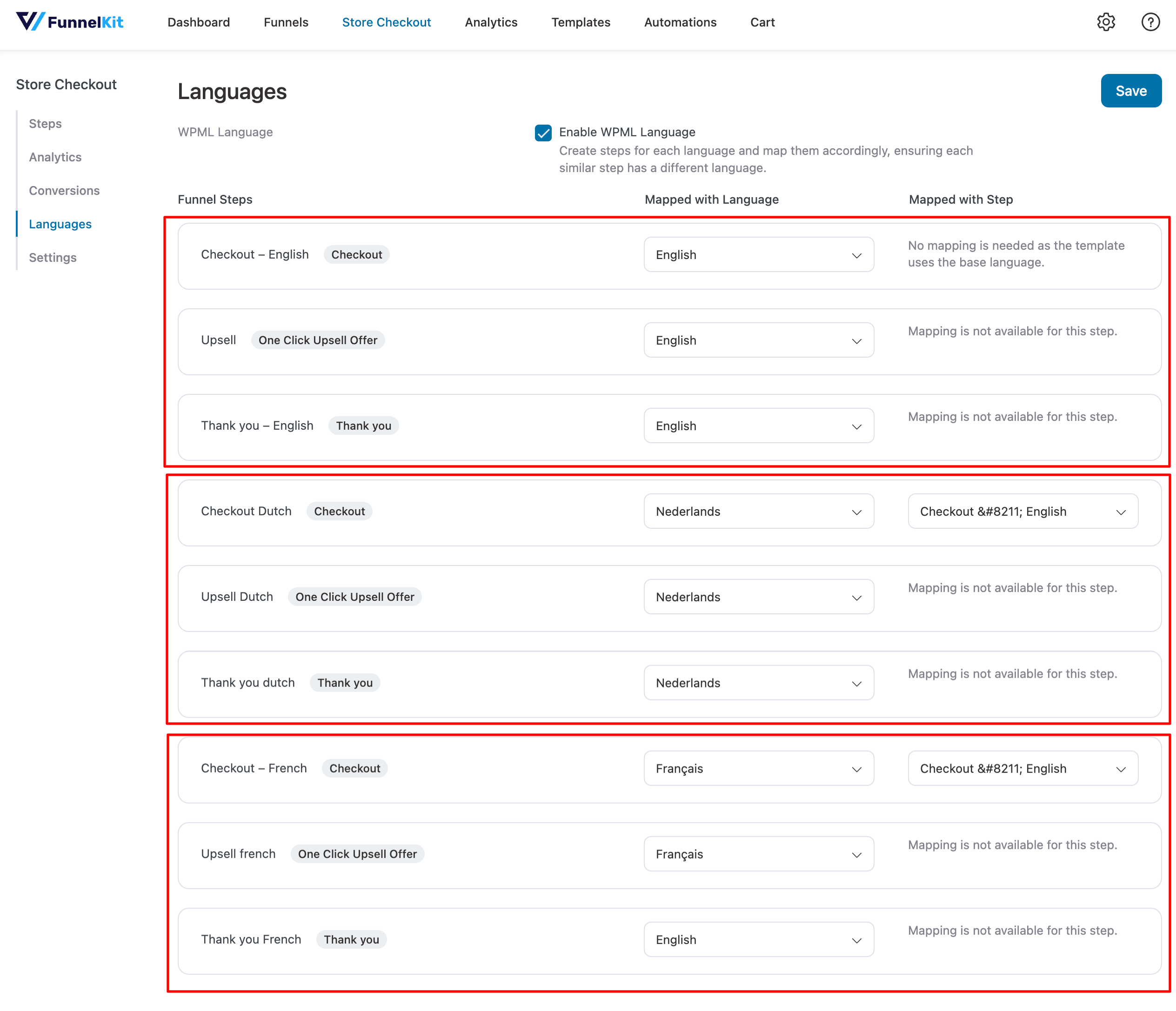 map checkout for all language