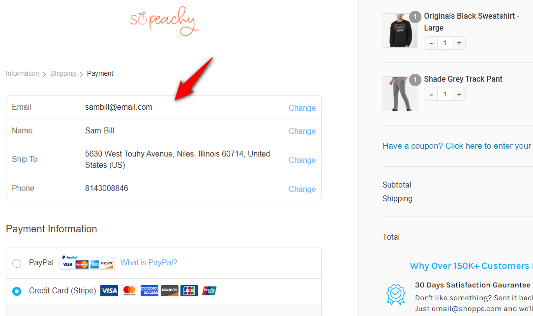 Multi-step field preview on the three step checkout page - WooCommerce checkout optimization