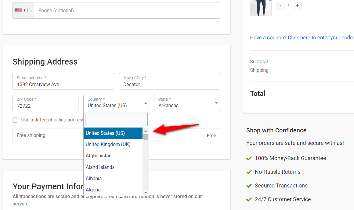 Prioritize the top-selling countries you sell - WooCommerce checkout optimization hack
